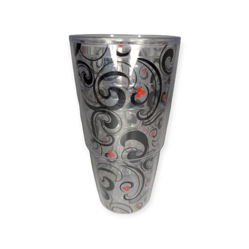 Tervis 24 oz Tumbler Black Swirl w/Red Berries No Lid